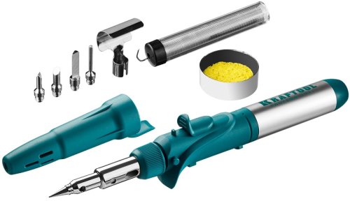 Паяльник газовый Kraftool SolderPro 120K, набор 10-в-1, 30-120 Вт, горелка, фен, пьезоподжиг 1300С  картинка